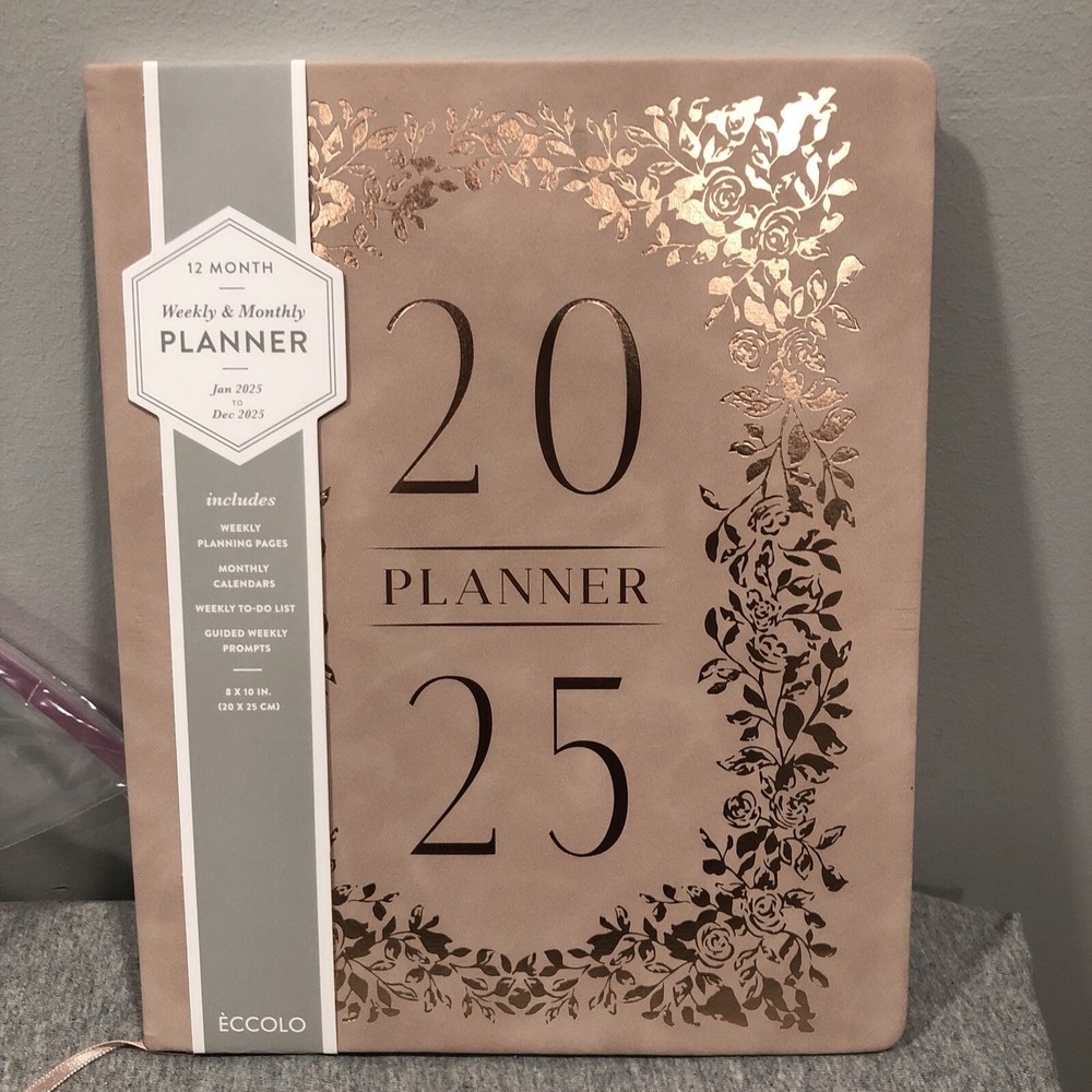Eccolo 12 Month 2025 Large Planner Weekly Monthly Pink NEW